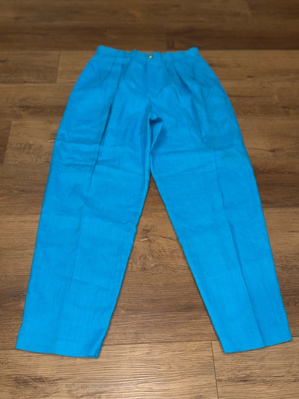 Vintage Lauren Matthew’s NWT 90’s Linen Pleated High Rise Pants Size 16 Blue USA